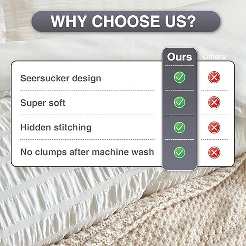 Miniatura 2 de satisomnia Juego de edredón tamaño Queen, color blanco, edredón suave de sirsaca para cama Queen, edredón ligero de plumón alternativo de 3 piezas,