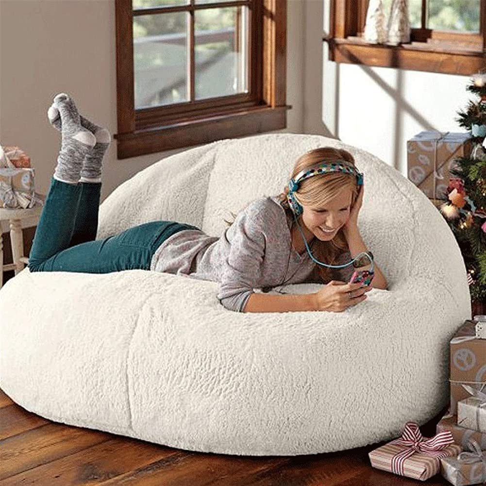 RTYHN 7ft Giant Bont Bean Bag Cover, Ultra Soft Solid Color Zitzak Stoelhoes, Extra Groot, Zitzakken voor Volwassenen (alleen Cover