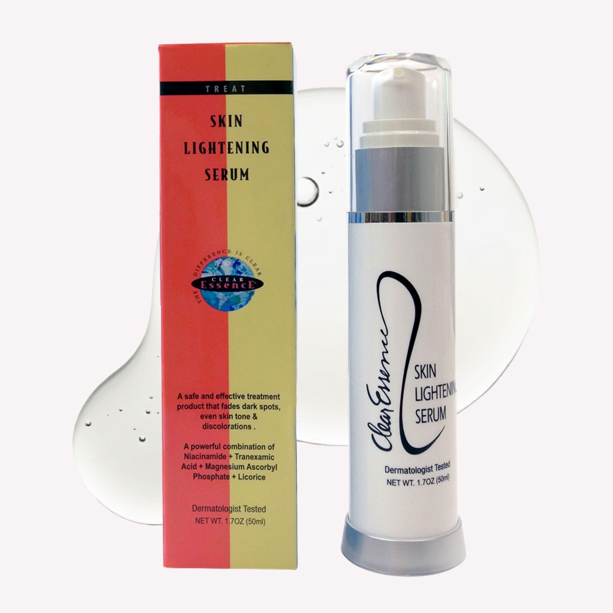 Clear Essence Skin Lightening Serum 1.7oz, Brightening Vitamin C for Face, Dark Spot Remover, Anti Aging, Hyperpigmentation & Acne Scar Correcting Serum