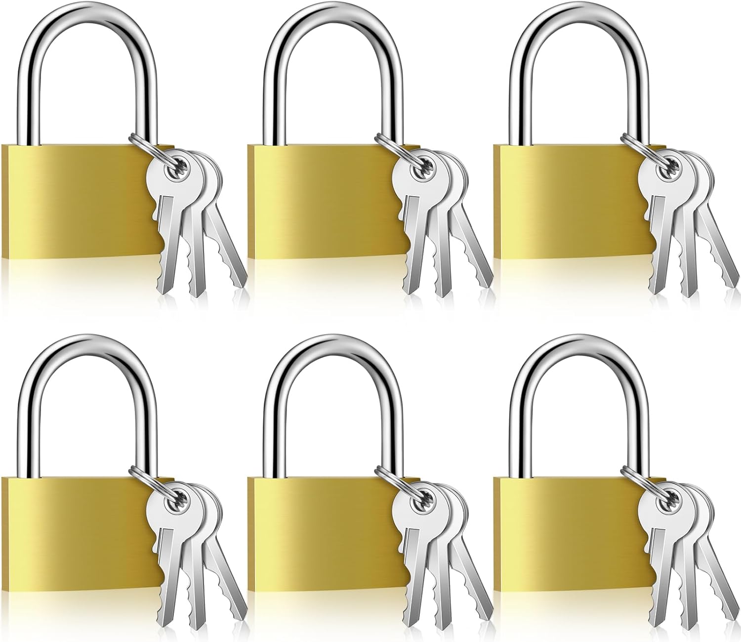 Solid Brass Keyed Padlock, Small Padlocks Keyed Alike Yellow Gym Lock, Strong Padlock with Key for Luggage Toolbox(24 Pcs,30mm 1-3/16'')