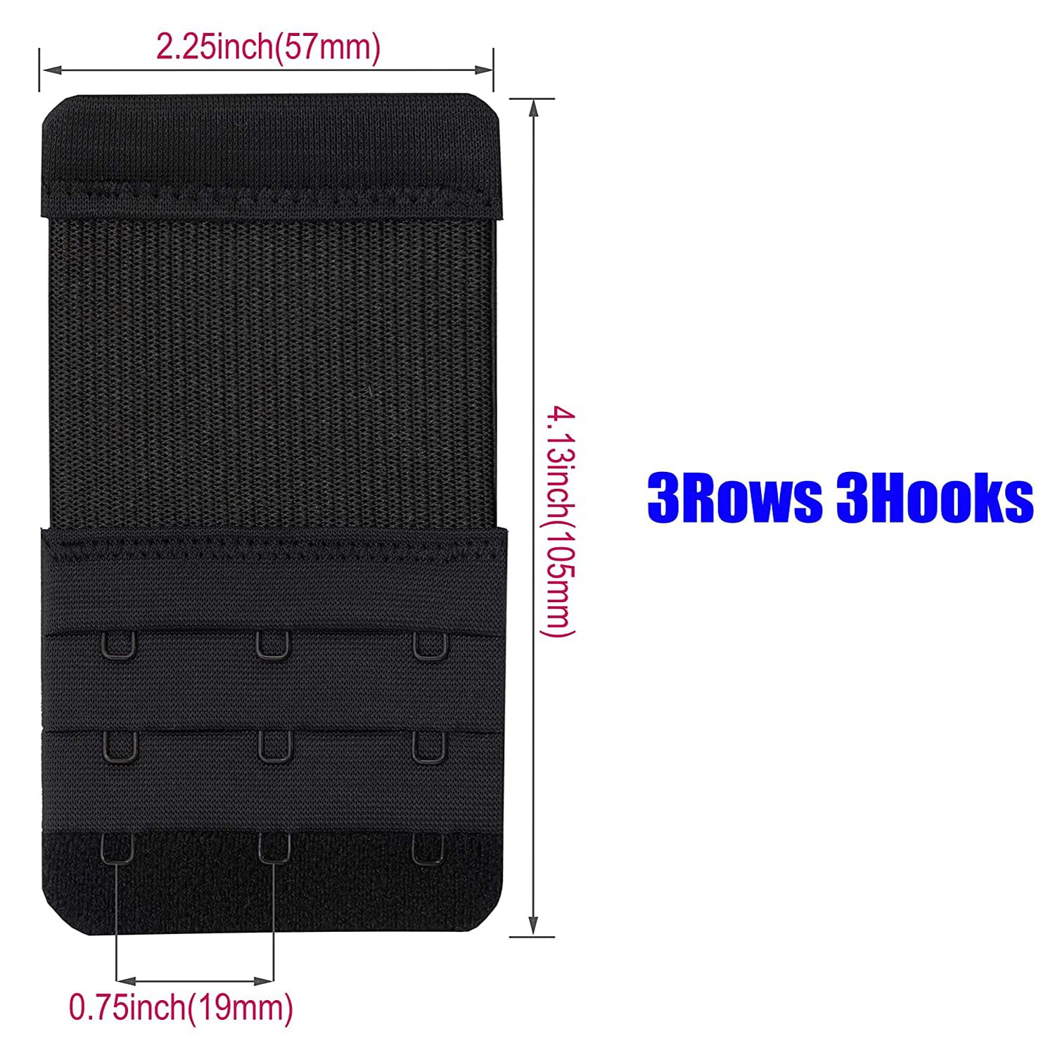 DClub Bra Extender Stretchy Soft and Comfortable Bra Strap Extender for Women in Pregnency or Weight gain. (BLACK, 4 PIECES (3X3 HOOK)) - Image 2 thumbnail