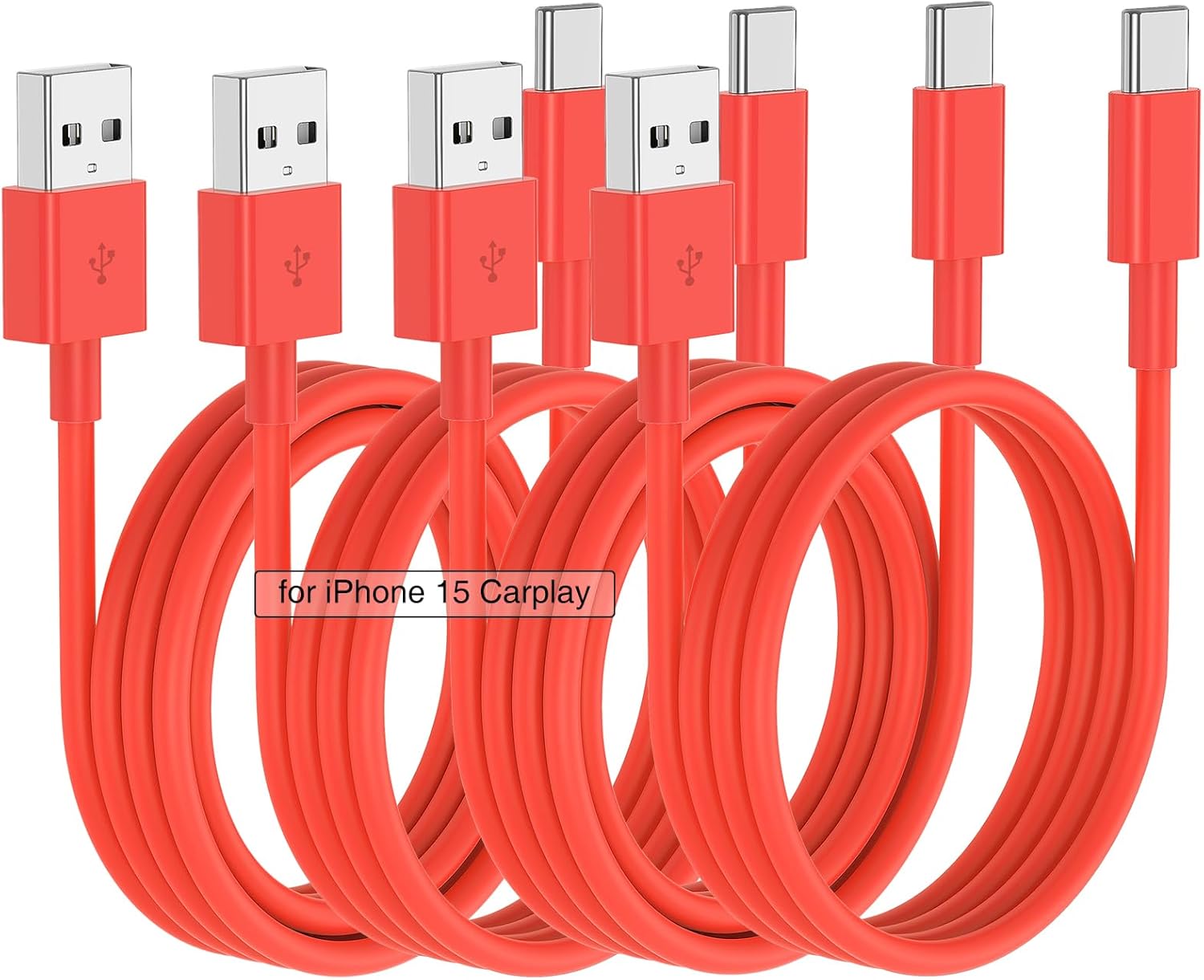 Car Carplay Cable for iPhone 17 16 15 Charger Cord,3/3/6/6FT USB A to USB C Cable for iPhone 17 Pro Max/16 Pro/15 Plus Charger,USB C Car Charger for Apple 17 Air/16 Pro Max/16e/15/iPad Pro-Red