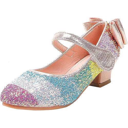 PrettyQueen Toddler Little Girls Glitter Dress Shoes Slip On Ballet Mary Jane Flats for Princess Wedding Party School