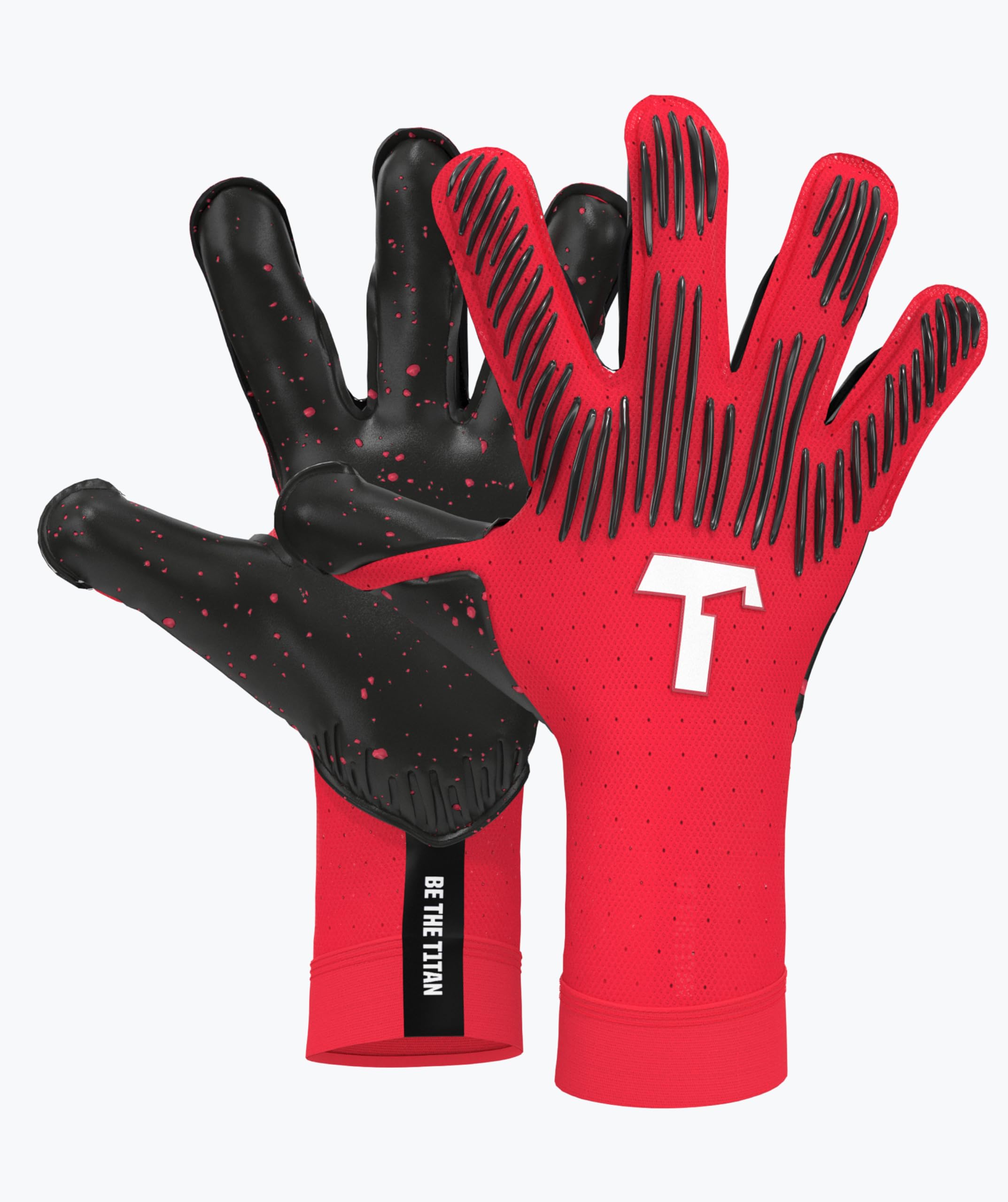 T1TAN Rebel 2.0 Solar Red - Goalkeeper Gloves Men - Professional Football Gloves for Adults and Teenagers - Size 9