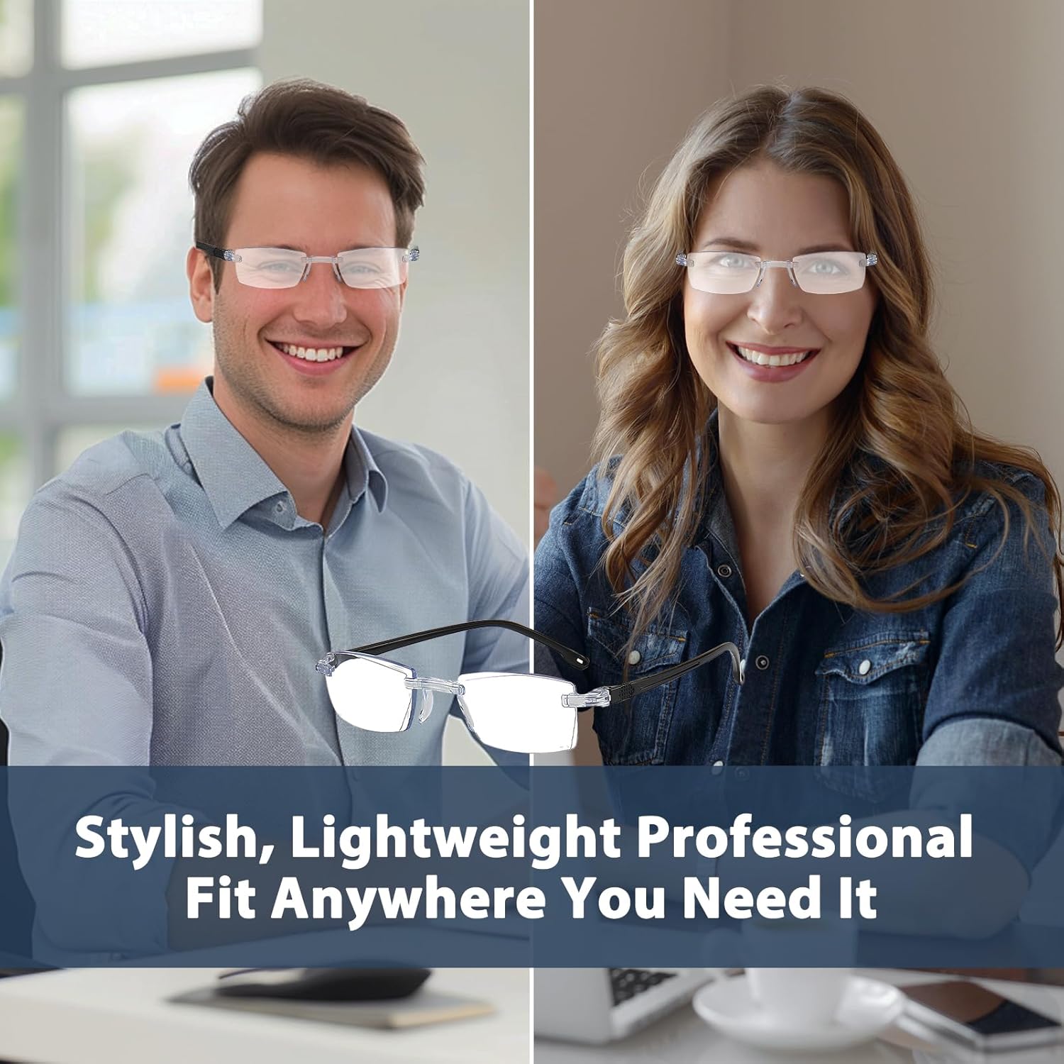 2PCS Auto Focus Glasses Self Adjusting, Automatic Zoom Anti-Blue Light Presbyopia Glasses for Women & Men - Intelligent Dual Focus Smart Reading Glasses(Transparent) - Image 2