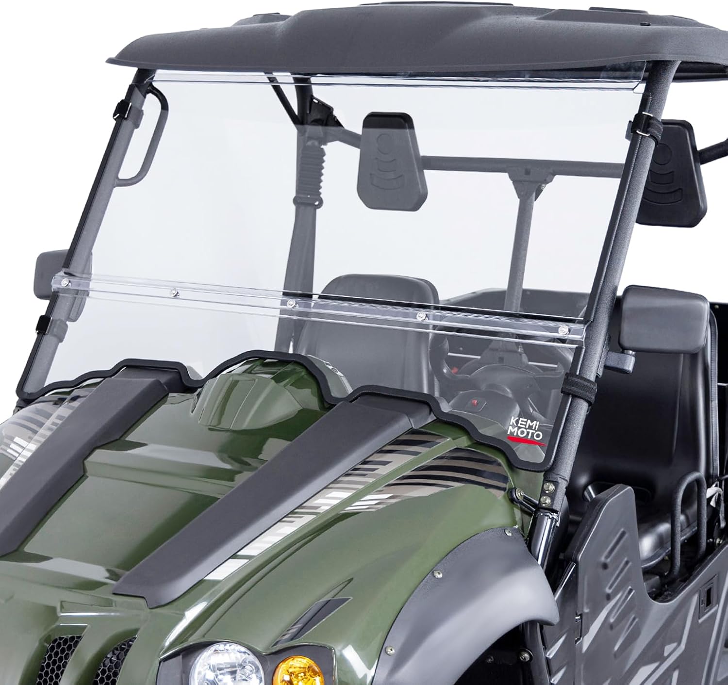 KEMIMOTO 2-in-1 PC Removable Front Windshield Pre-installed rubber Seal Strips Windshield Compatible with UTV Hisun , Msu,Axis,Coleman,Bennche Bighorn,Cub Cadet Challenger 500/700, Massimo MSU 500