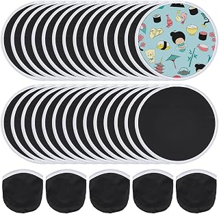 BENECREAT 30 Pcs 9.8inch Black Foldable Flying Disc Fan with Bag, Nylon Sublimation Fans for Beach Parties, Family Activities