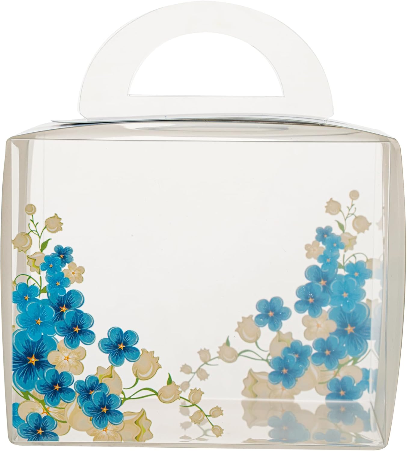 Restaurantware-5 Inch x 3.25 Inch Individual Cupcake Boxes, 100 Disposable Cupcake Display Boxes - With Handle, Flower Accent, Clear Plastic Single Cupcake Containers, For Weddings Or Birthdays