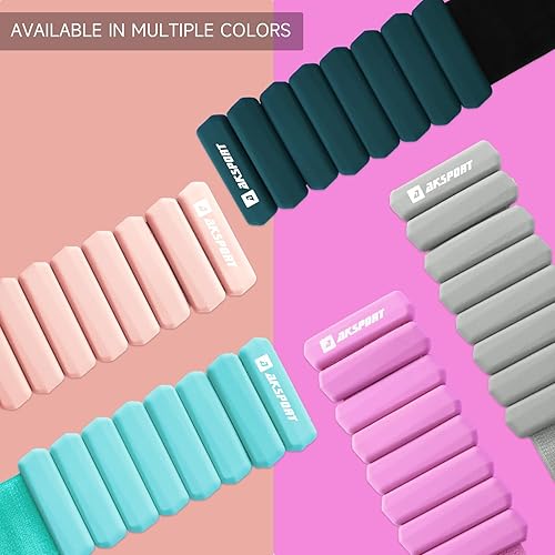 Vista 7 de AKSPORT Pesas de muñeca para mujer, juego de 2 pesas ajustables para tobillo (1 libra cada una), pesas para brazos y piernas para caminar, pilates