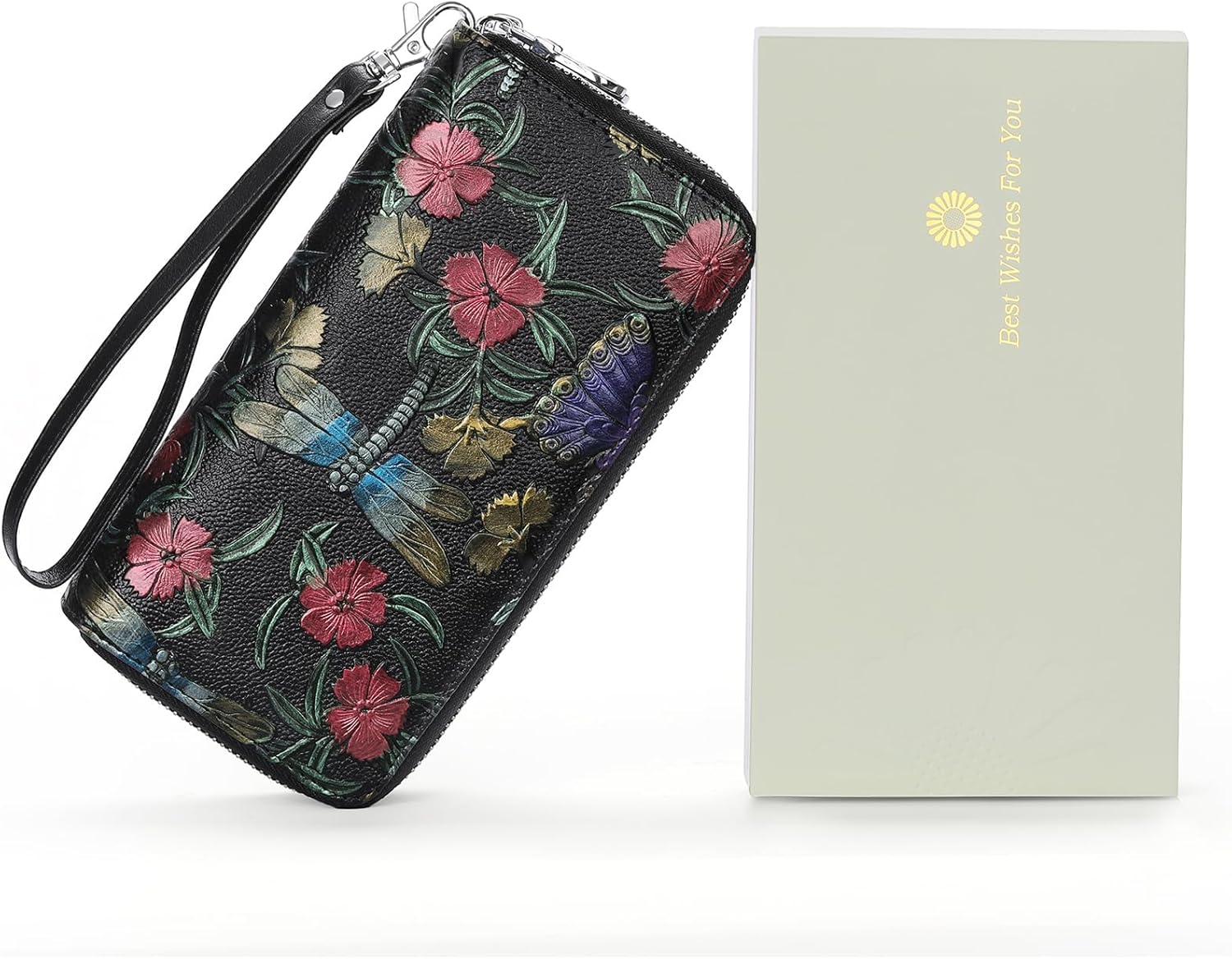 GOIACII Women's Wallet Large Capacity Double Zip Ladies Card Phone Holder RFID Blocking Wristlet Leather - Image 7