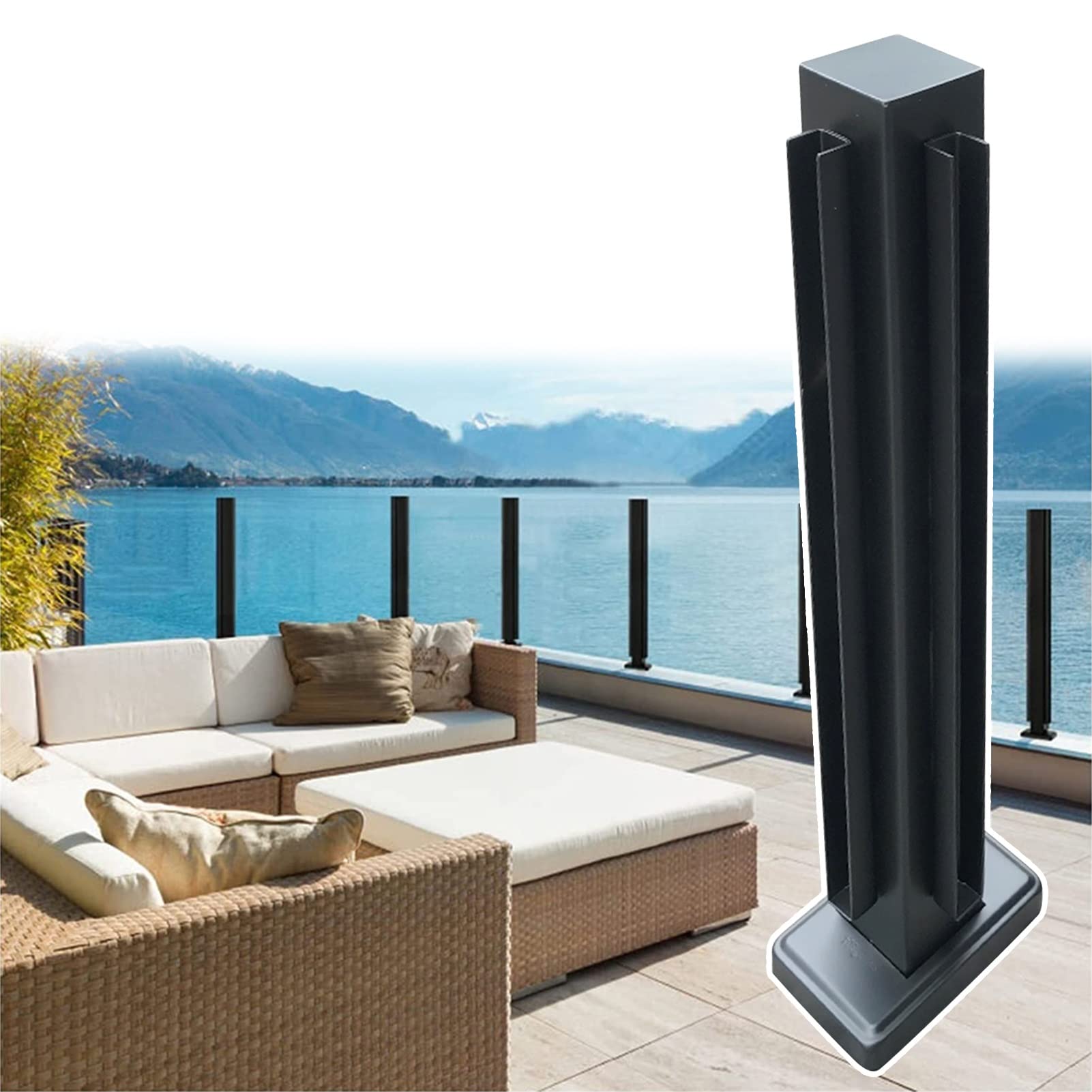 Poteau d'angle pour garde-corps de terrasse et patios extérieurs