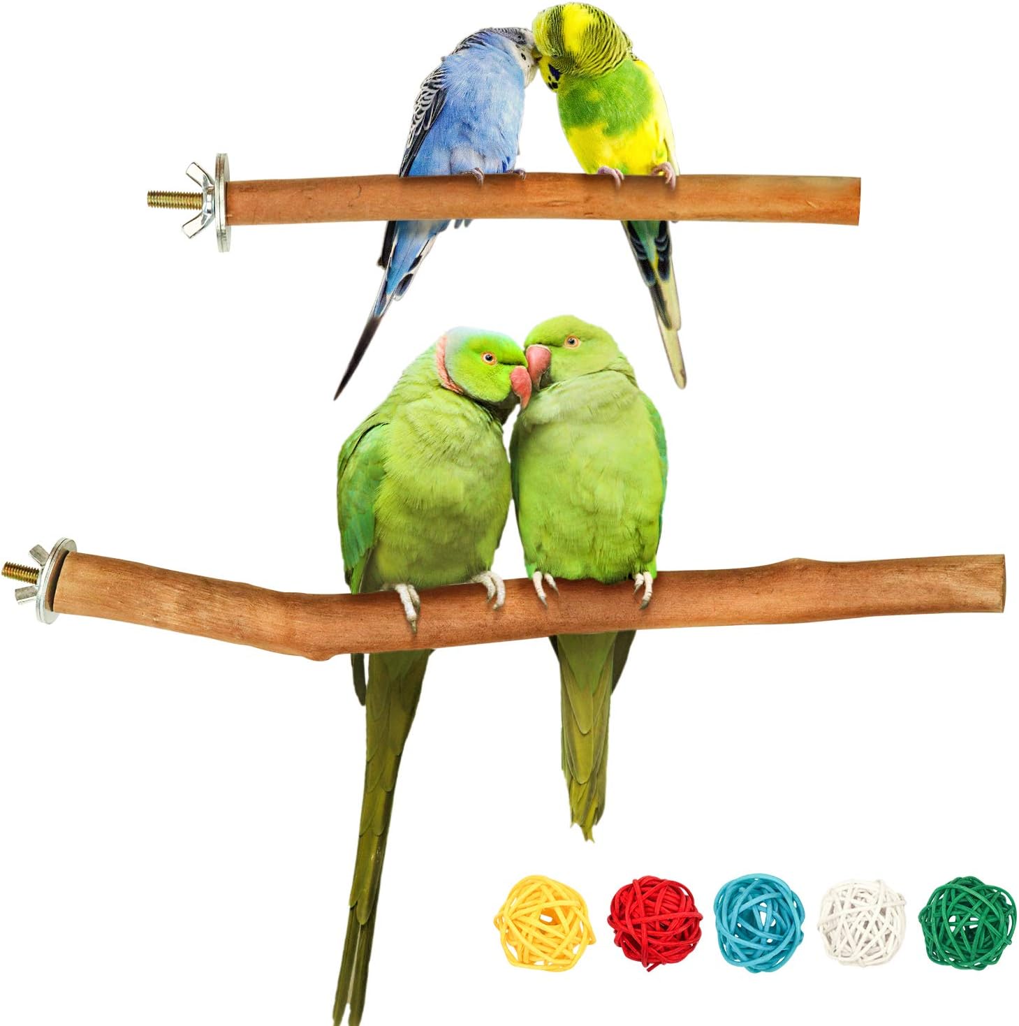 S-Mechanic 2 Pack Parrot Cage Perch,Natural Wood Stand Toys,Pet Bird Perch for Small and Medium Parrots,Suitable for…