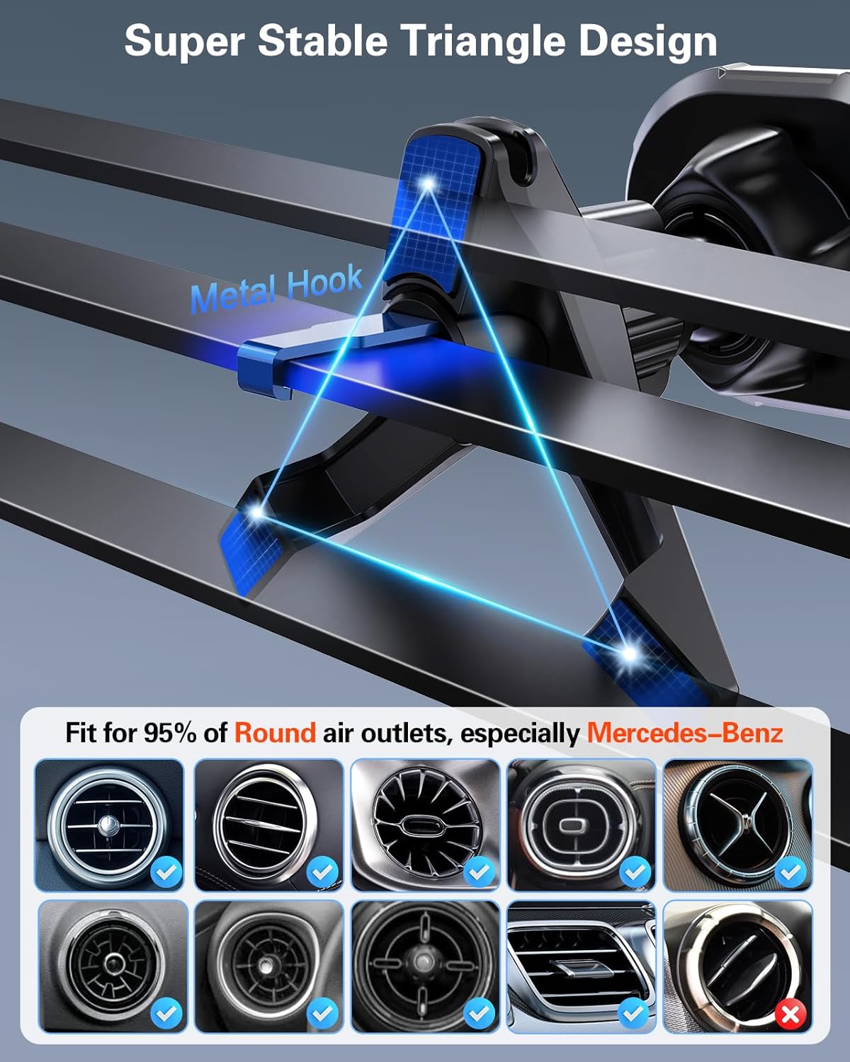 volport Magnetic Phone Mount for Car [Vent & Dashboard]: Strong Magnet Holder for Round/Horizontal/Vertical Air Vent, for iPhone 16/15/14/13/12 Pro Max Plus Samsung S24 Ultra All Cell Phone & Tablets - Image 2