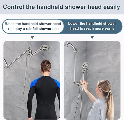 Vista 67 de BRIGHT SHOWERS Extensor de brazo de ducha de latón para lluvia y cabezal de ducha de mano, brazo de extensión universal de 5 pulgadas, altura y Cromo