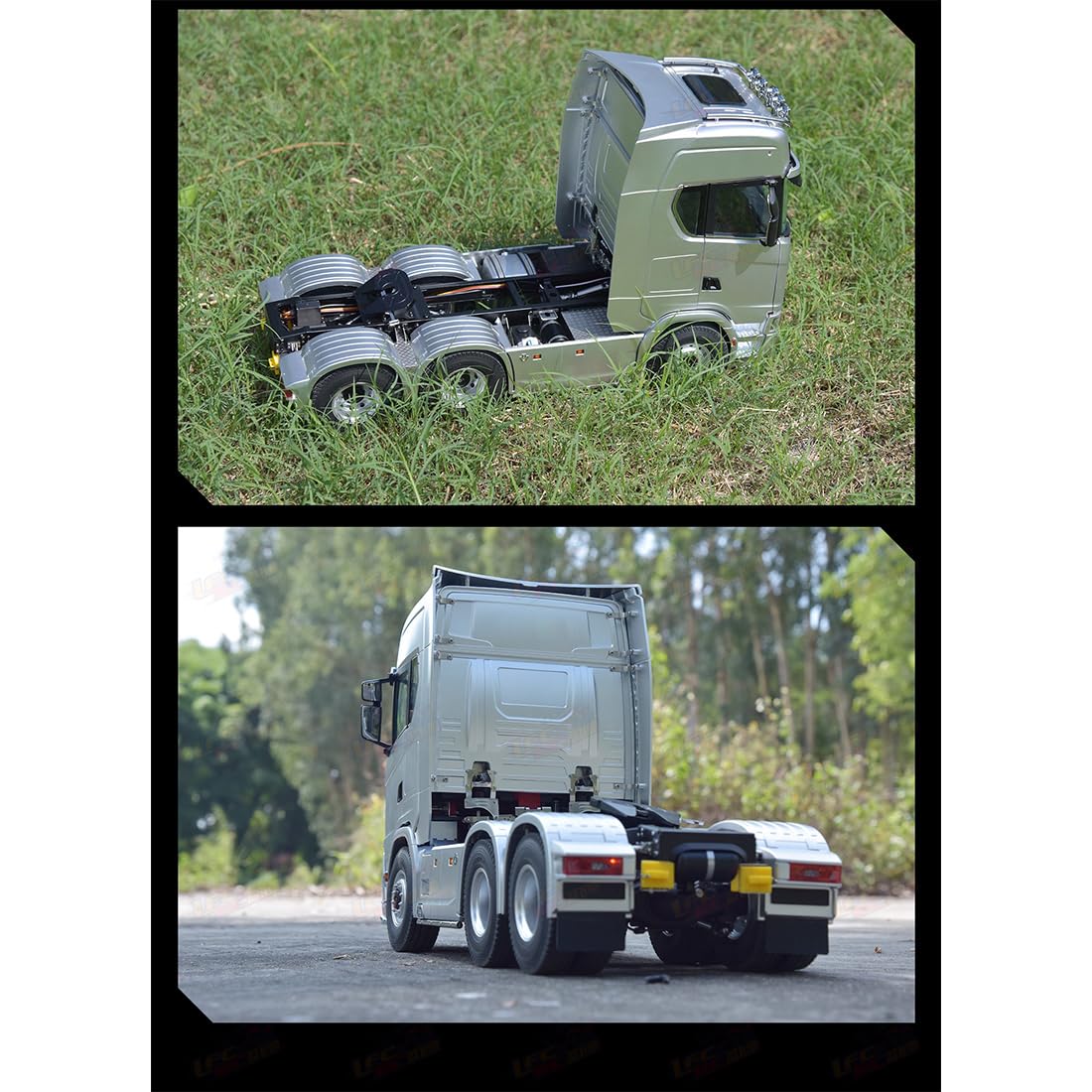 Camion trattore RC scala 1/18 6x4, 2,4 GHz telecomando resistente semi camion con trazione posteriore, luci e suono, compatibile con rimorchio piatto opzionale, modello da collezione hobby per adulti