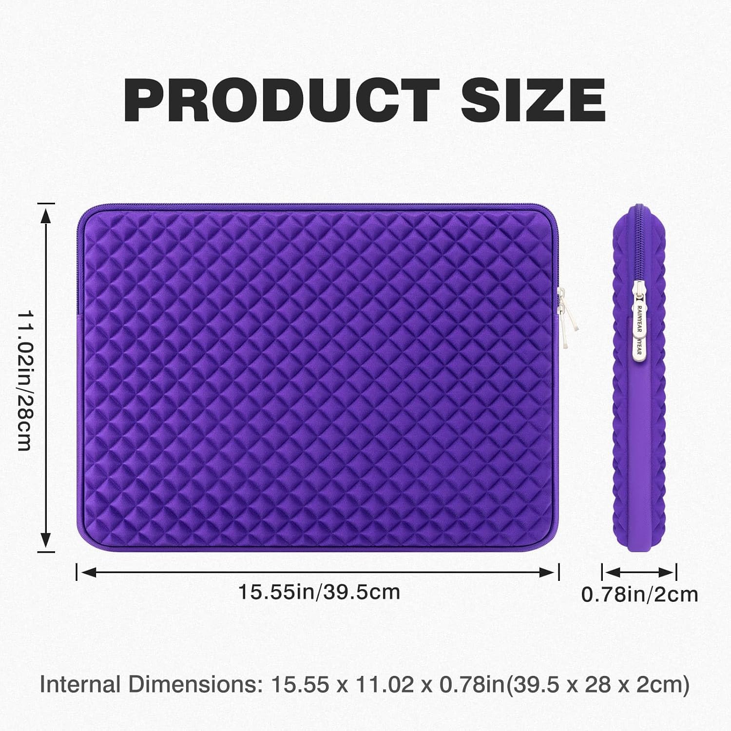 RAINYEAR 15.6 Inch Laptop Sleeve Shockproof Diamond Foam Case, Purple image 5