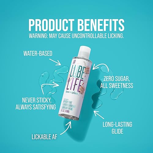 Miniatura 6 de Lube Life - Lubricante personal a base de agua, sabor a pastel de cumpleaños, para hombres, mujeres y parejas, sin azúcar añadido, 8 onzas líquidas