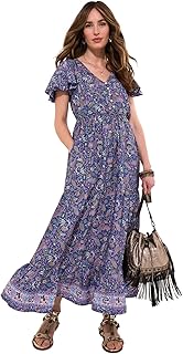 Joe Browns Women's Boho Printed Frilly Sleeve Tiered Maxi Dr