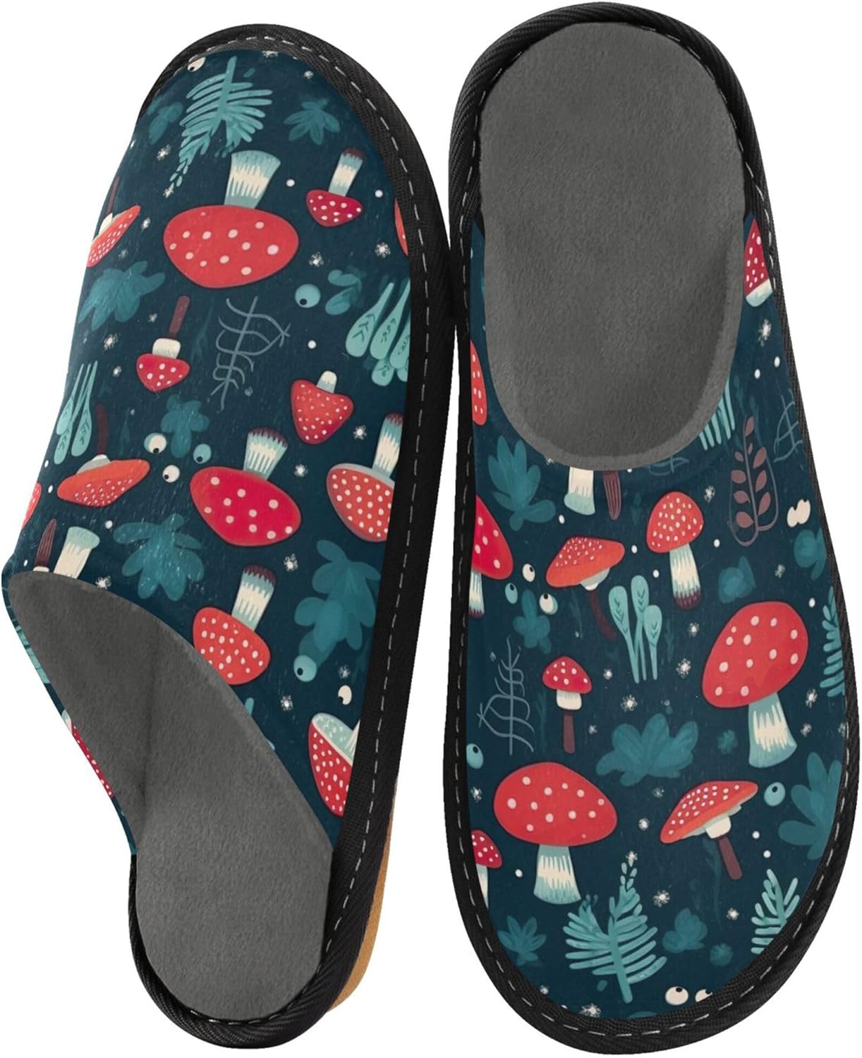 Mushroom House Slippers – Cozy Fuzzy Slippers for Guests, Washable & Disposable, Perfect for Shoeless Home, Spa & Hotel Use A111093