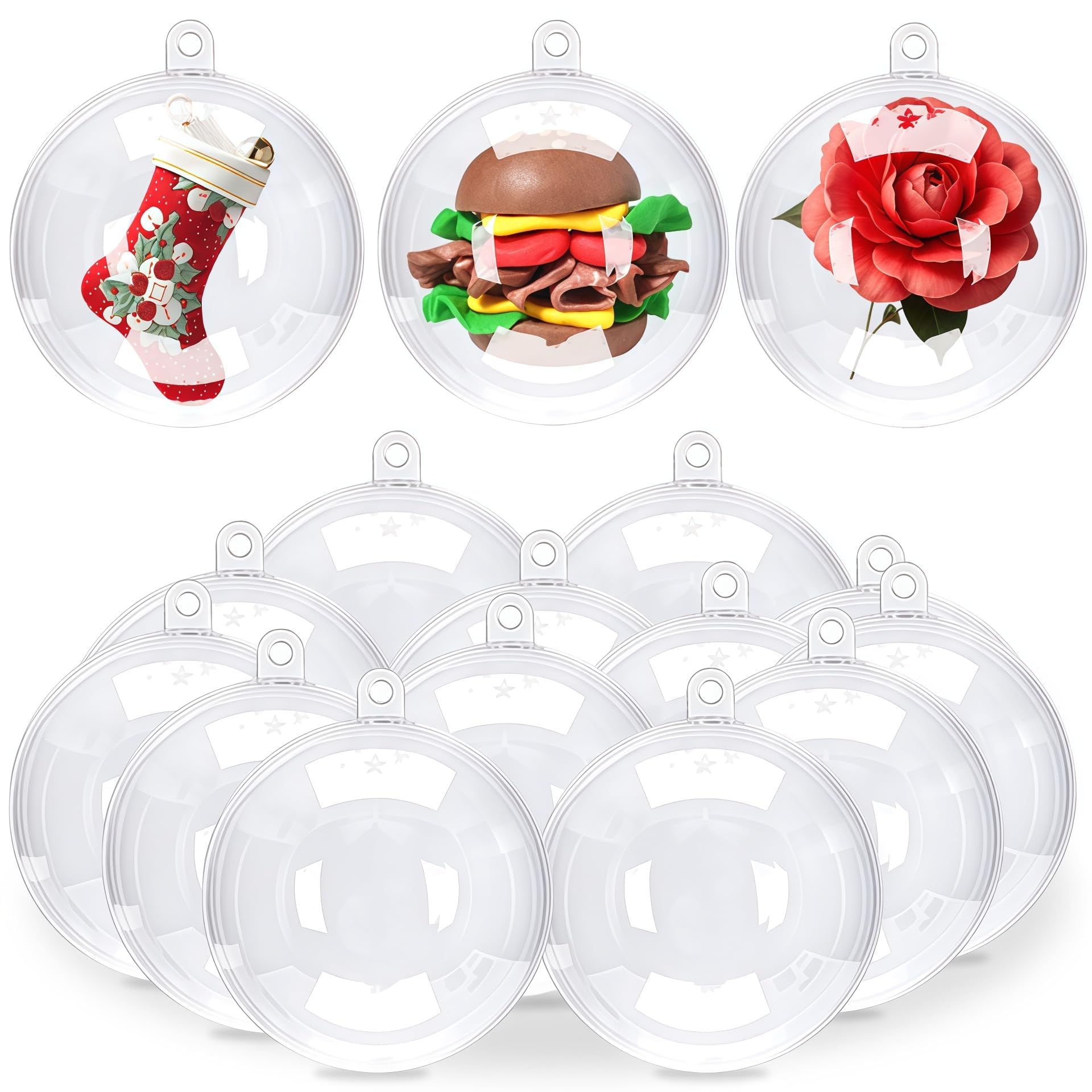 20Pcs Clear Baubles to Fill 10cm,Christmas Clear Fillable Baubles,Empty Pastic Bauble for Craft,DIY Transparent Hanging Ornaments Balls for Christmas Tree New Years Wedding Xmas Party Home Decoration
