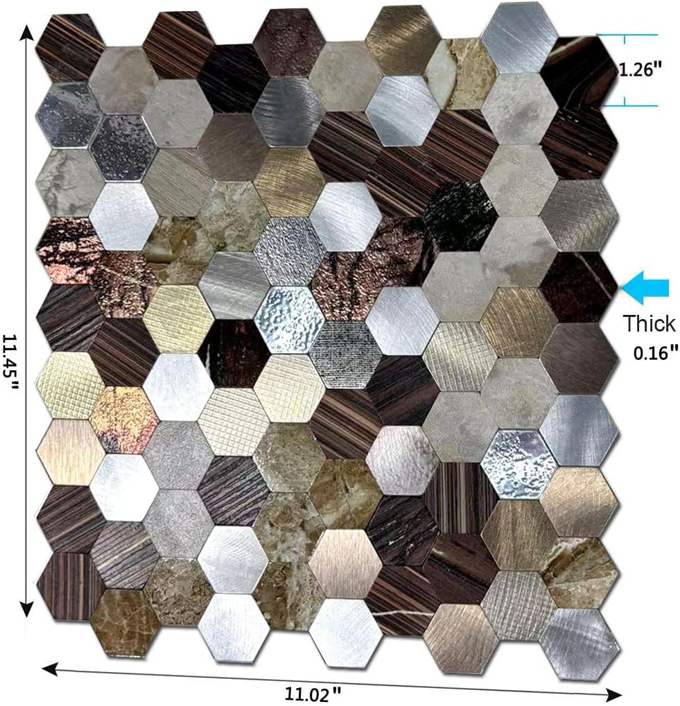 10 Sheets Peel and Stick Backsplash Tile, Self-Adhesive Mosaic Tile, Stick on Kitchen, Bathroom Vanities, Laundry Table (Mixed Colorful, 10)