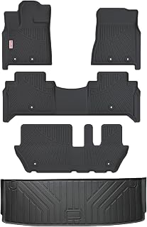 Floor Mats & Cargo Liner for 2025 2026 Nissan Armada 8 Seat, All Weather Protection Accessories Custom Full Set Liners Include 1st & 2nd & 3rd Row Automotive Floor Mats TPE Winter Car Mat