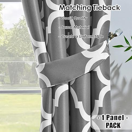 Miniatura 4 de Melodieux Cortina opaca con ojales para oscurecer la habitación, estilo marroquí, para dormitorio, cocina, ventanas pequeñas, 52 x 45 pulgadas,