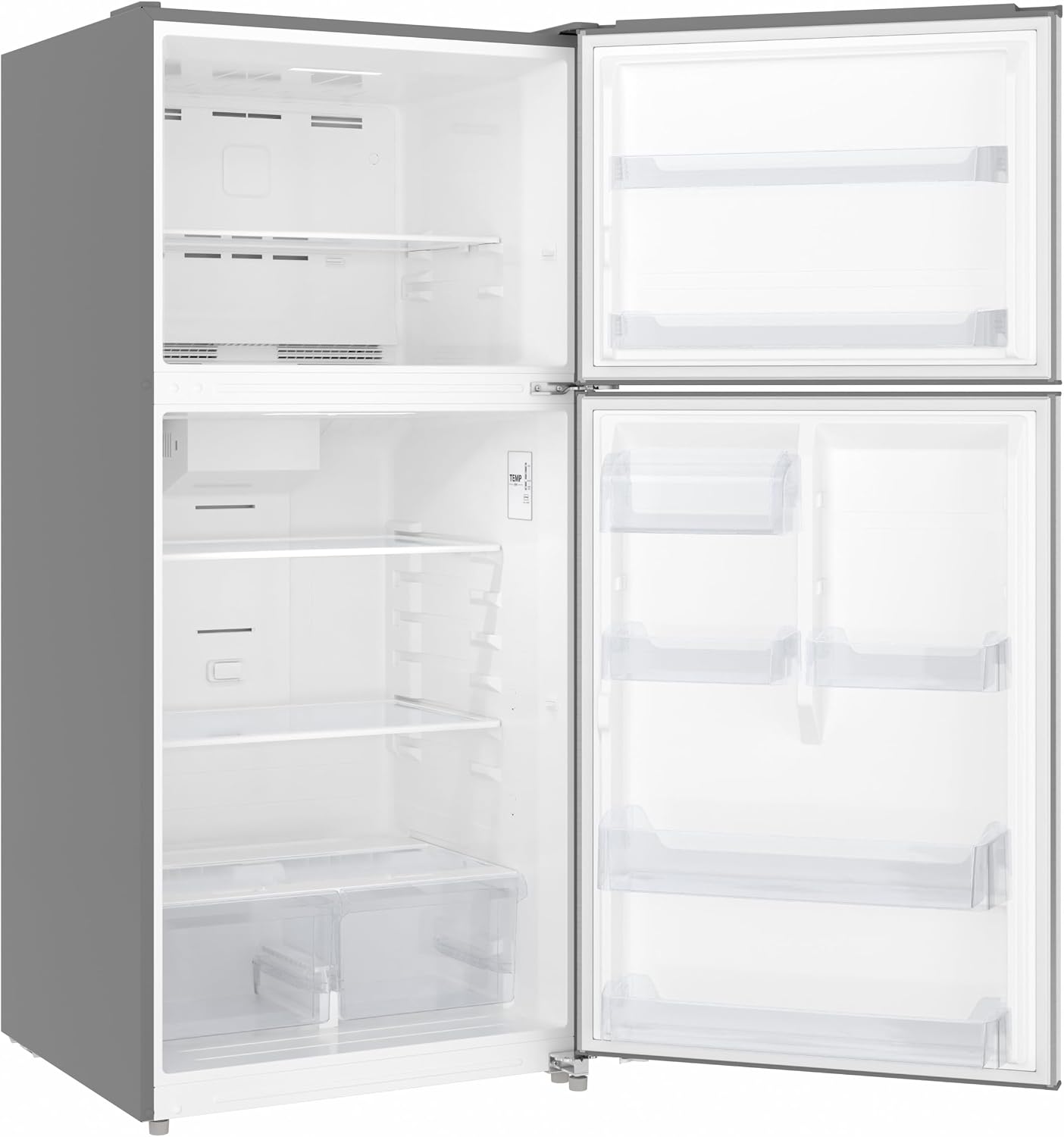 KoolMore 30 Inch 18 Cu Ft Top Freezer Refrigerator, Stainless Steel, Freestanding Full Size Fridge Freezer for Home Kitchen or Garage