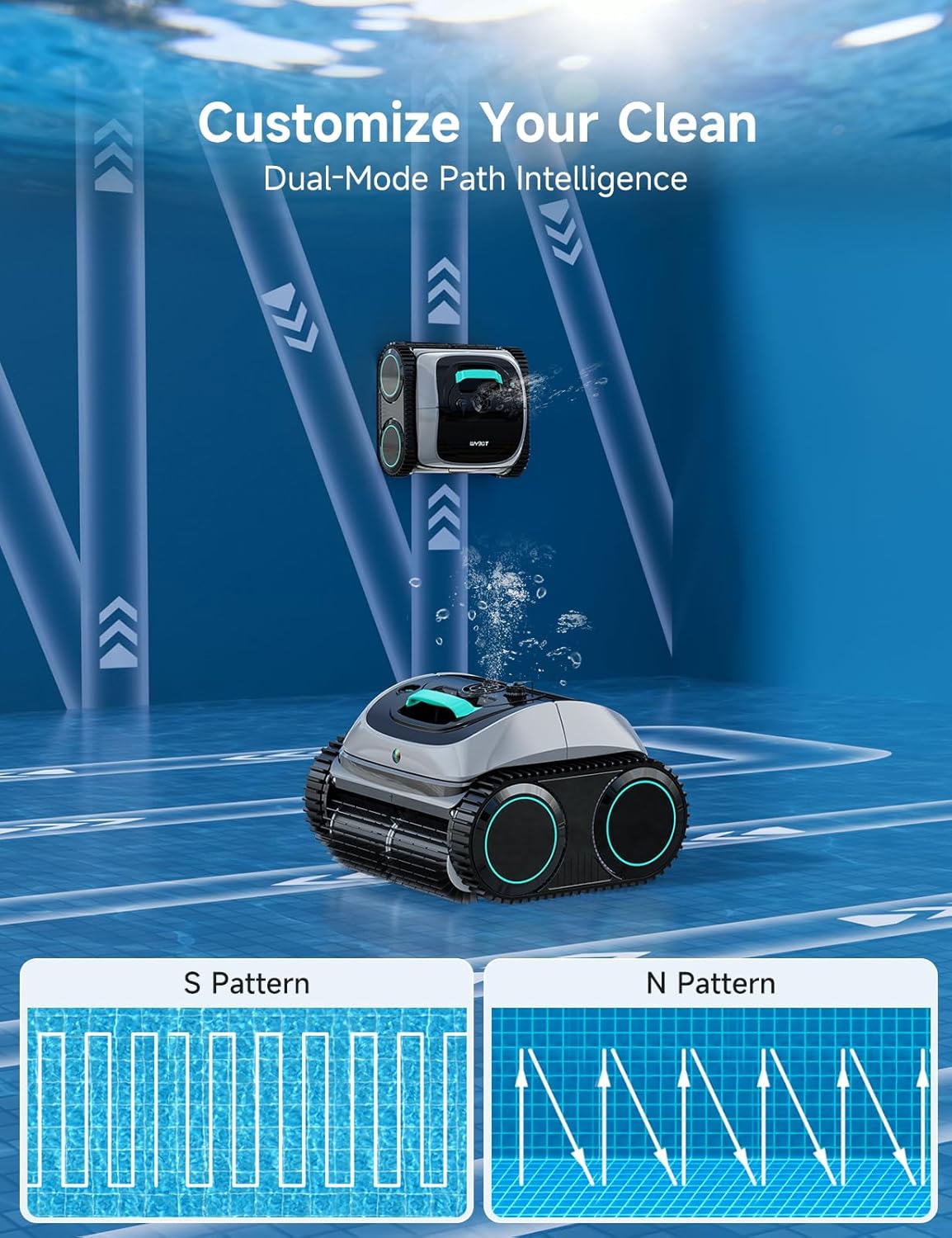 (2026 Upgrade) WYBOT C1 Robotic Pool Cleaner, 4-in-1 Cordless Pool Vacuum for Inground Pools & Above Ground Pool Up to 150 Mins Runtime, Power Suction with Smart Navigation & APP Control (Lake Green) 5
