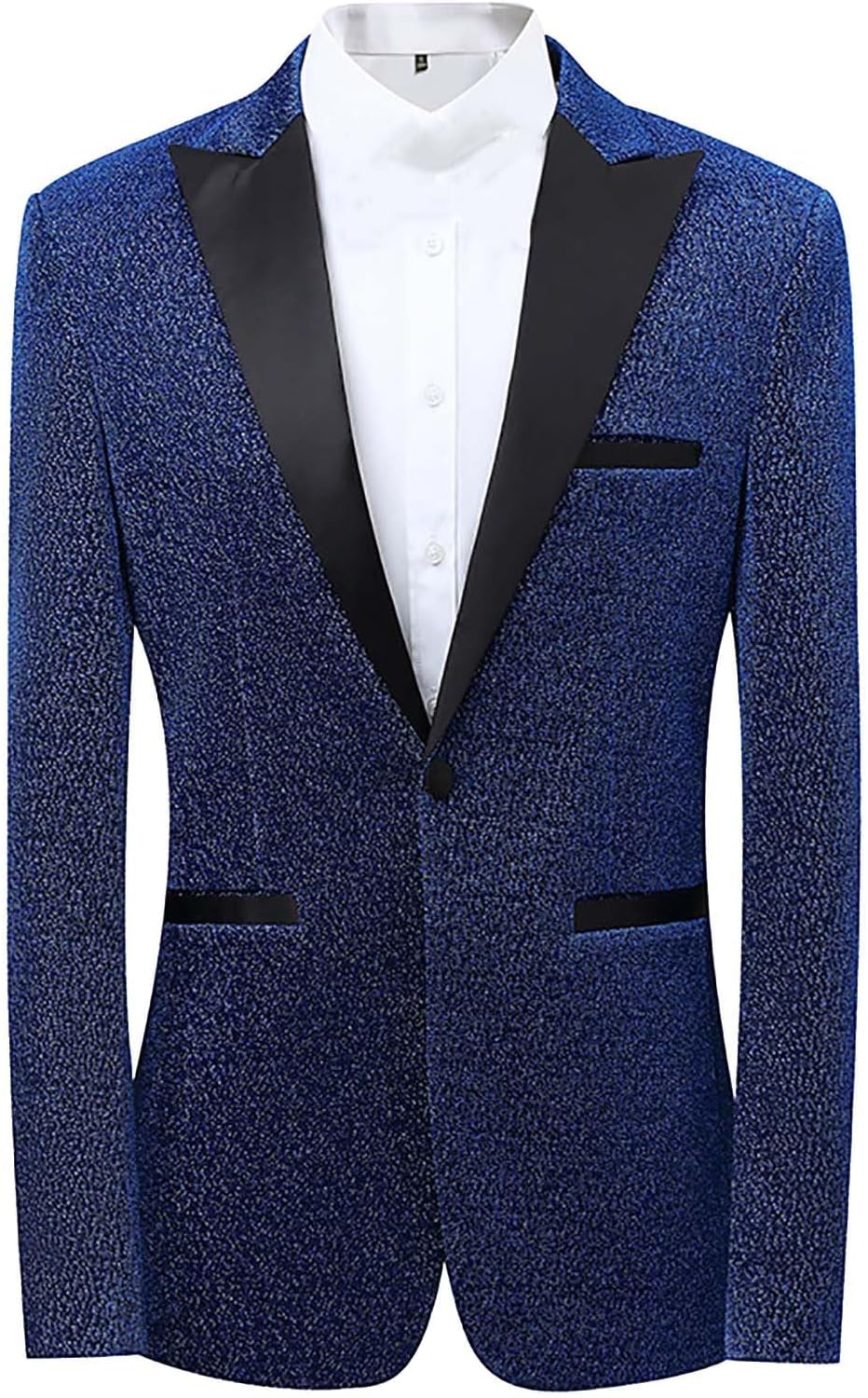 Formal Blazer Slim Fit Suit Jacket for Men Peaked Lapel One Button Tuxedo Fashion Blazers for Wedding Prom Dinner