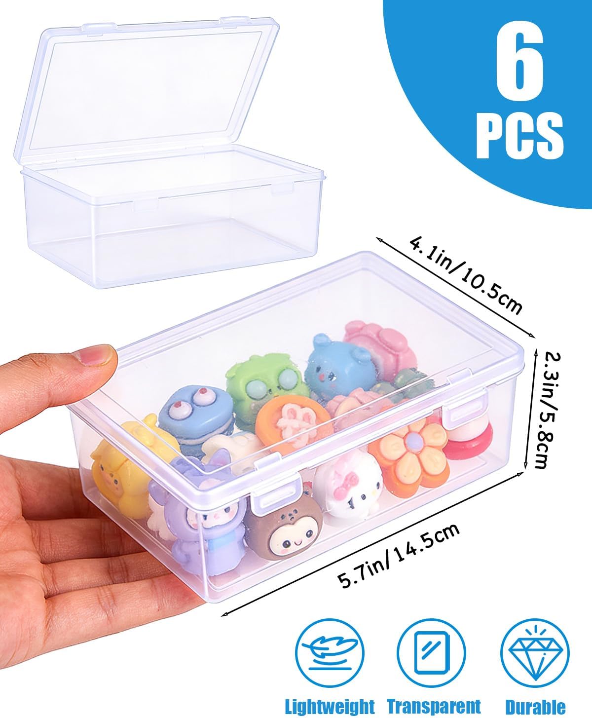 Small Plastic Boxes, 12 Pack Plastic Storage Containers Box With Hinged Lid Small Storage Containers Craft Organizer Boxes For Little Items And Other Craft Projects (5.7 x 4.1 x 2.3 inche)