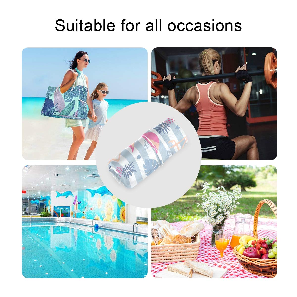 Moudou 2pcs Flamingo Wet Dry Bag Waterproof Reusable Baby Cloth Diaper Wet Dry Organizer with Two Zippered Pockets for Travel, Beach, Pool, Stroller, Diapers, Dirty Gym Clothes, Wet Swimsuits