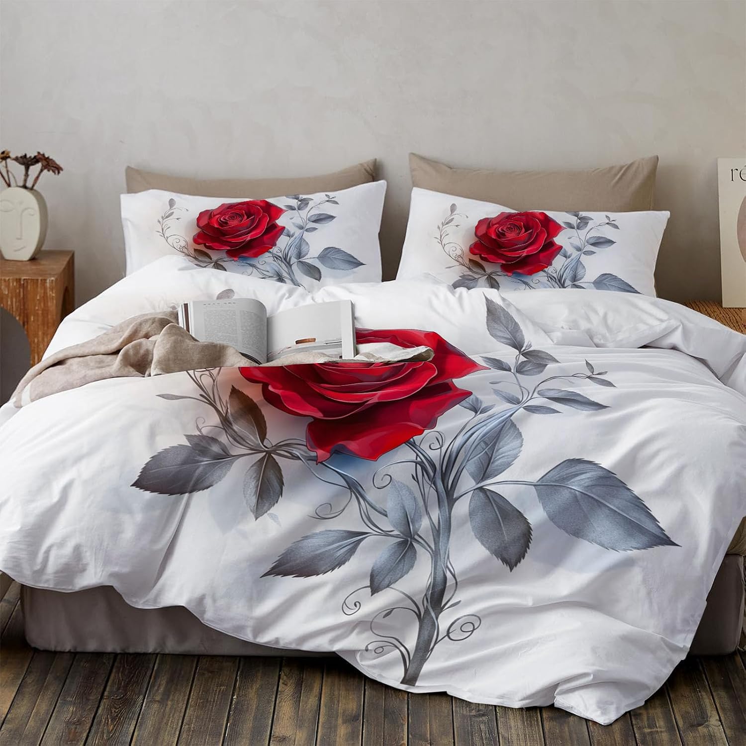 Purple Lavender Flowers Print Duvet Cover Floral Texture Bedding Size,Reversible Solid Color Classic Color Printed Plaid Duvet Cover,Includes 1 Duvet Cover