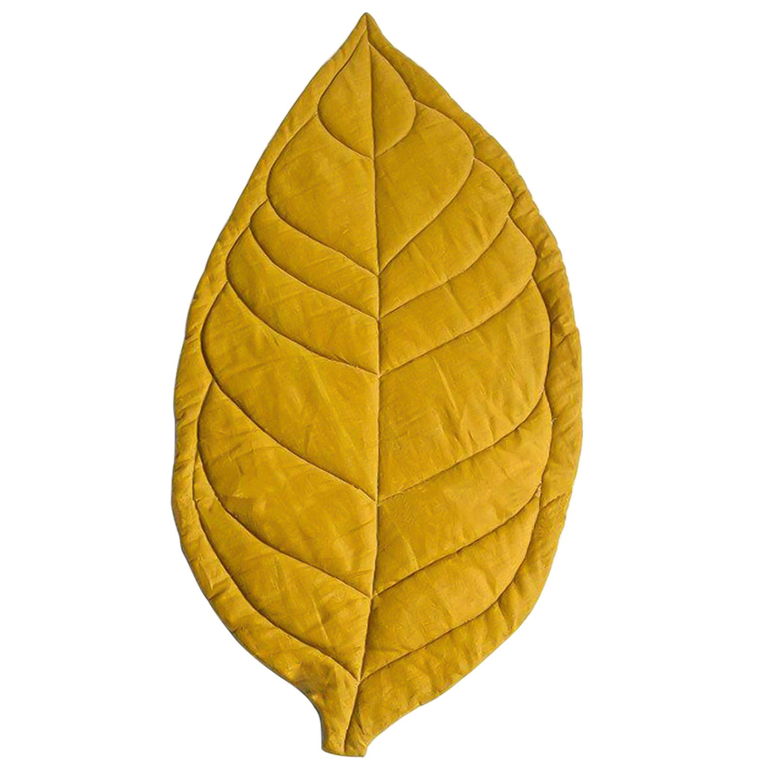 Galand Leaf Rug Soft Floor Mat Rugs for Baby Kids Crawling Carpet Solid Color Room Decoration Cotton Leaf Baby Bedroom Nursery Decor Carpet Blanket for Living Room Home Decoration Yellow