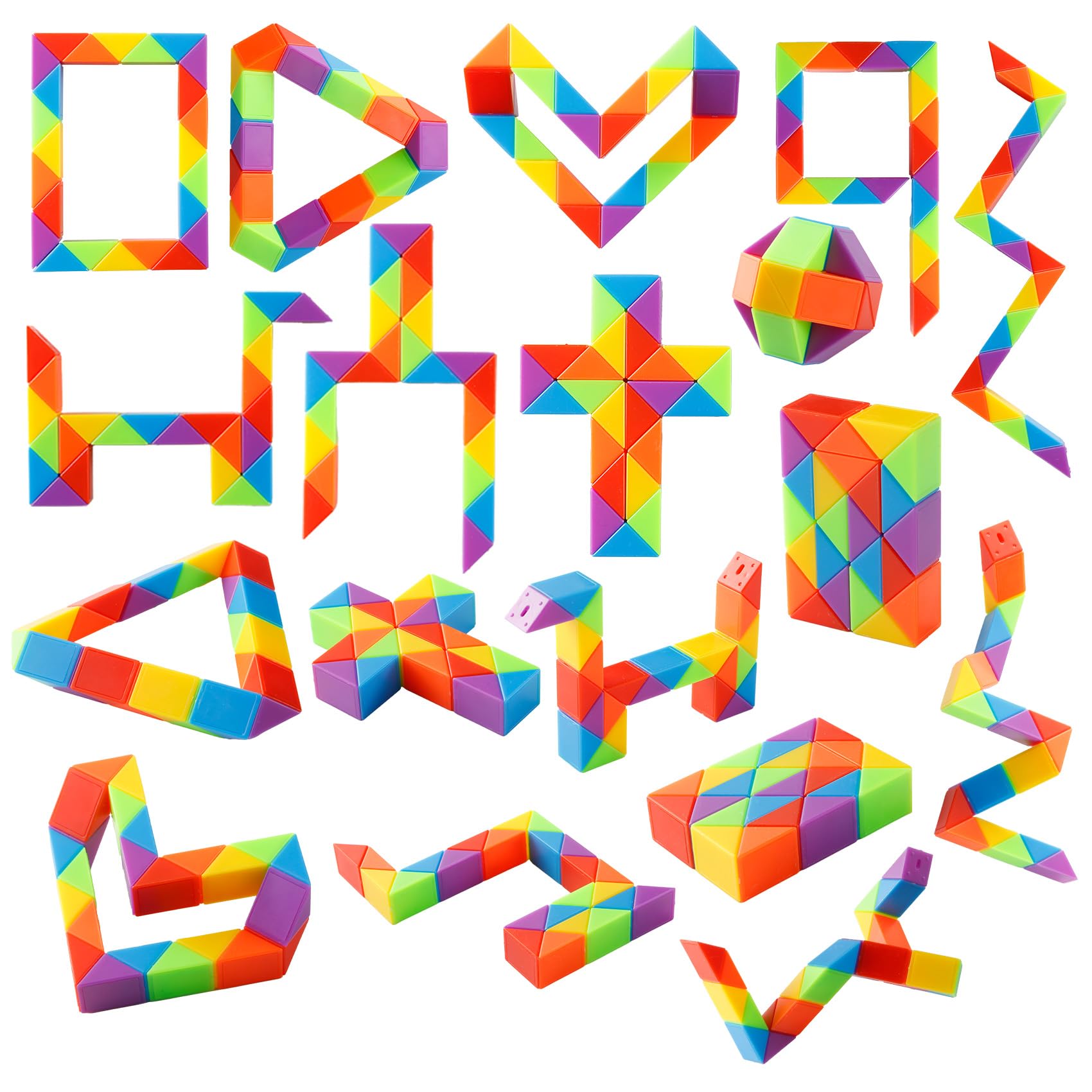 Yeetec Fidget Snake Cube Kids Party Favors Rainbow Twist Puzzle Toy for Christmas Stocking Stuffers Party Bag Fillers and Supplies School Prize Toys and Gifts (6)