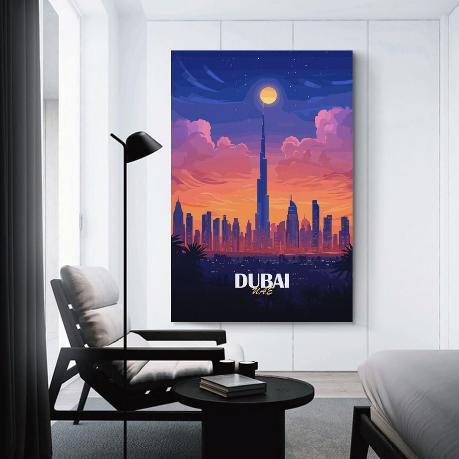 Junmoney Unframe-Style-10 Decorative Wall Artwork Dubai Cityscape Poster, 20X30inch(50X75cm), For Contemporary Homes, Apartments Or Offices, An Easy Choice For New Home Styling