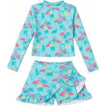 Girls Rash Guard Swimsuit Long Sleeve Modest 2 Piece with Skirt | for 3-12 Years,long sleeve,with Skirt Built-in Short,stretch fabric,for beach,swimming lessons,water park adventures