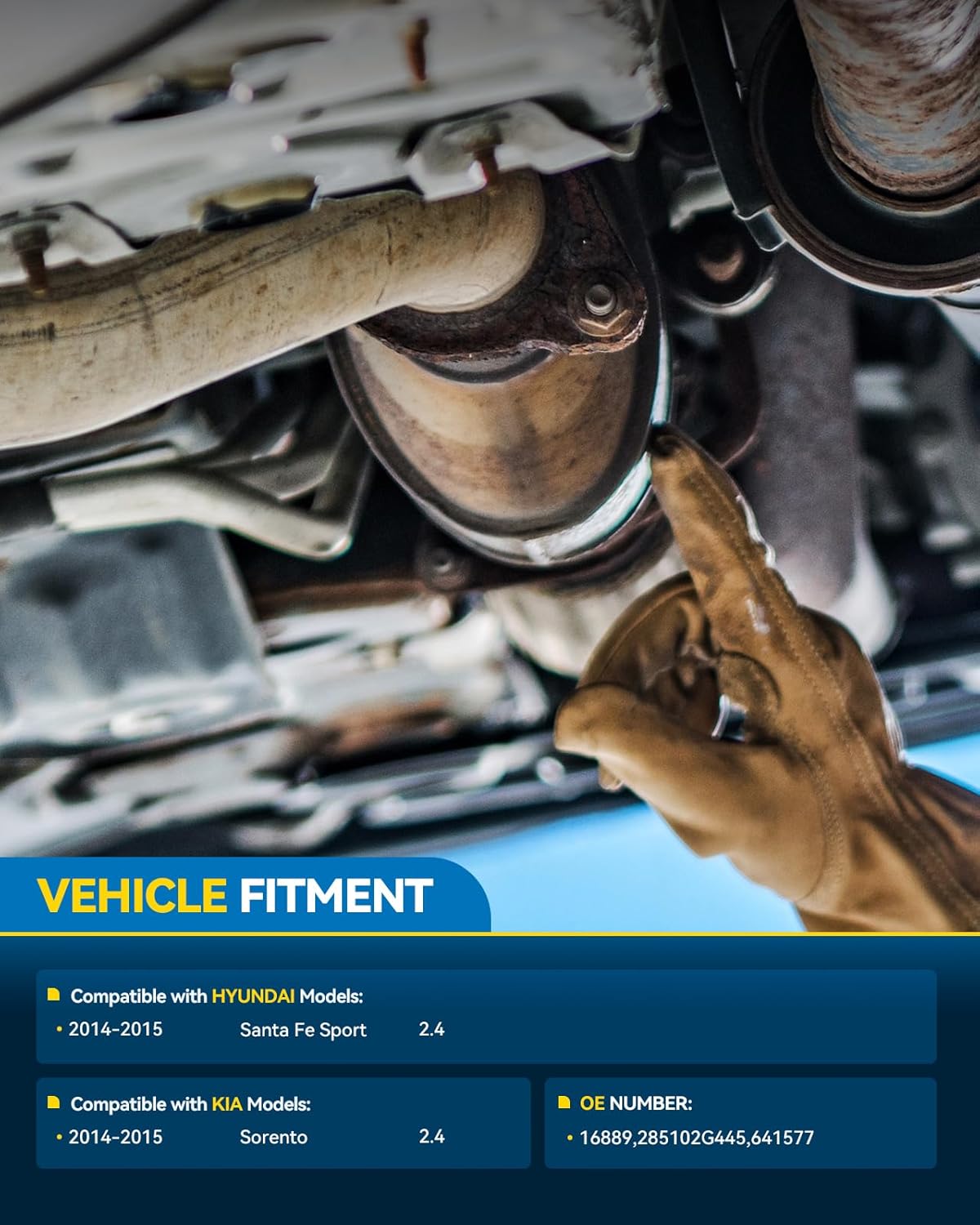 PHILTOP Catalytic Converter Kit Direct-Fit Compatible with Kia, Hyundai Sorento 2.4L 2014-2015, Santa Fe Sport 2.4L 2014-2015 Replace# 16889, 641577, 285102G445, 41285, EC41285 (EPA Compliant)