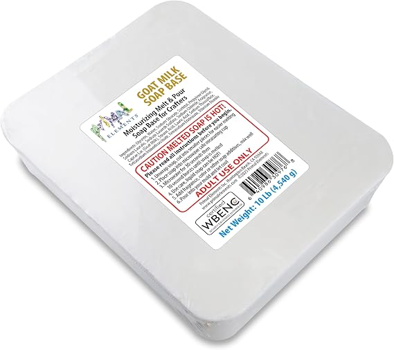 Primal Elements Goat Milk Soap Base - Moisturizing Melt and Pour Glycerin Soap Base for Crafting and Soap Making, Easy to Cut - 10 Pound