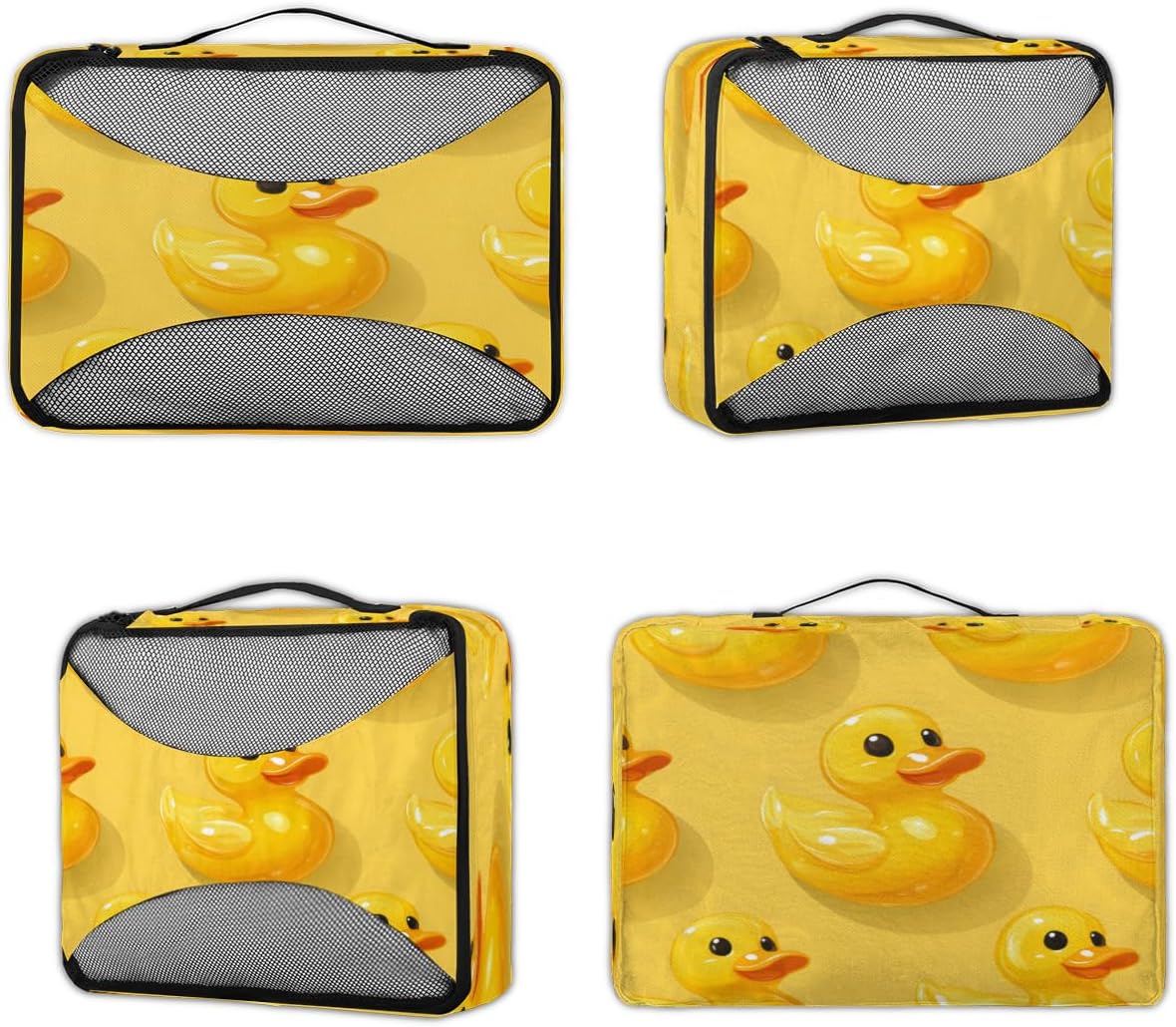 Cute Ducks 4 Set Packing Cubes Packing Cubes for Women Lightweight Travel Essential Bag Clothes Carry on Suitcase Bags for Accessories Essentials