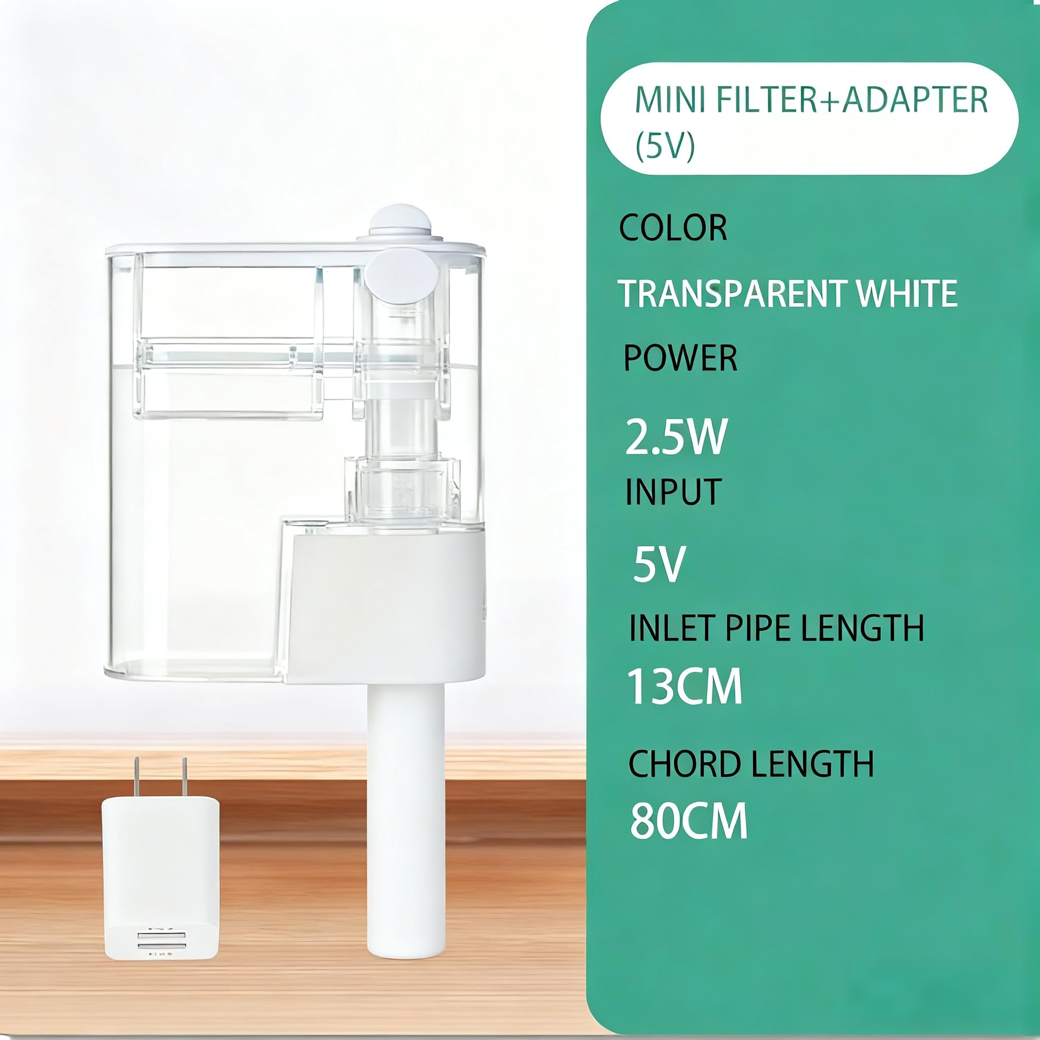 Mini filtro de cascada, filtro de acuario de 3 etapas con flujo ajustable, ultra silencioso, filtro de alimentación sumergible de 2,5 W con protector antisucción para peceras de 12 a 35 cm