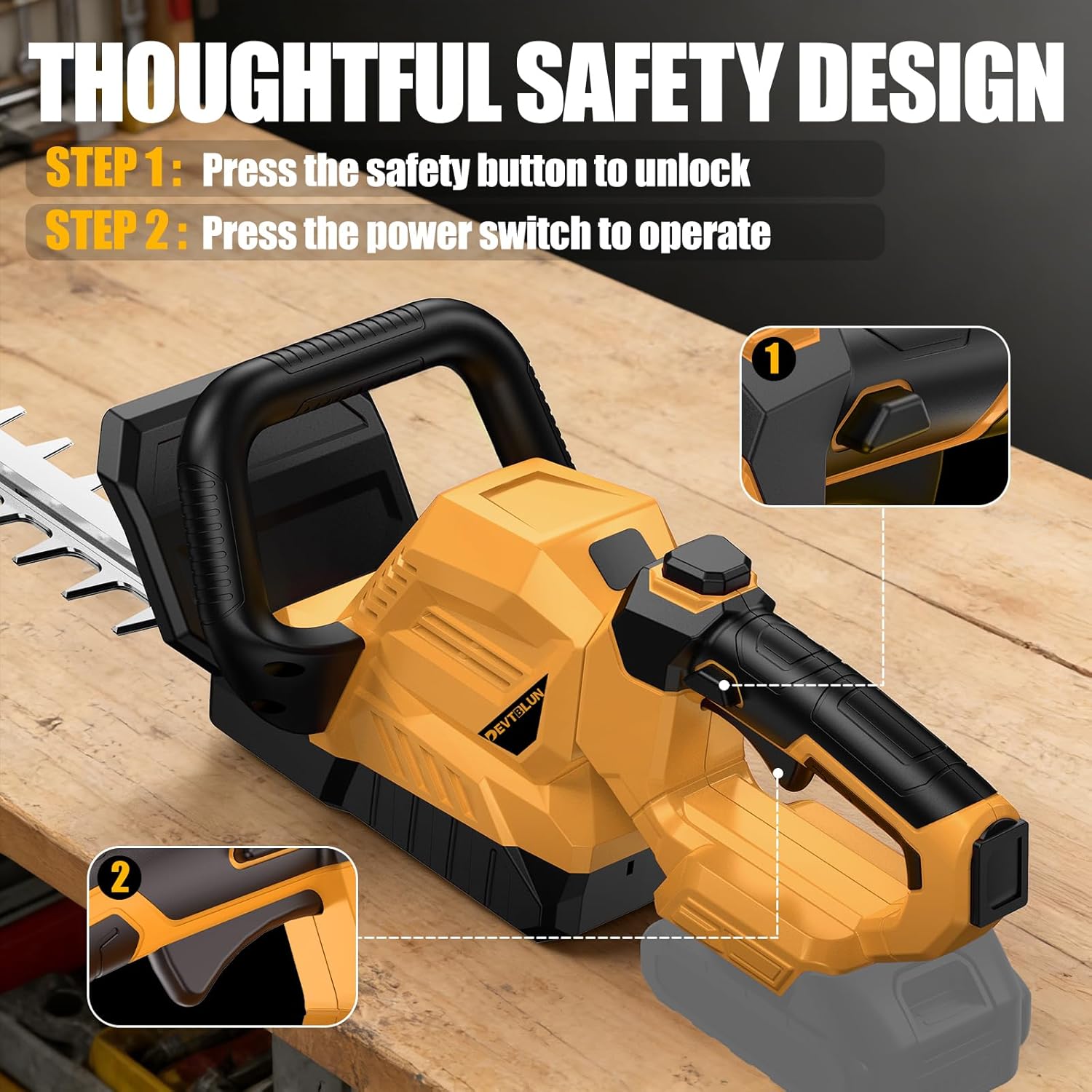 Cordless Hedge Trimmer for Dewalt 20V Battery (Tool Only), 20'' Bush Trimmer, 3000RPM Electric Hedge Trimmer, 180°Rotatable Head, Battery Powered Hedge Trimmer for Yard, Garden