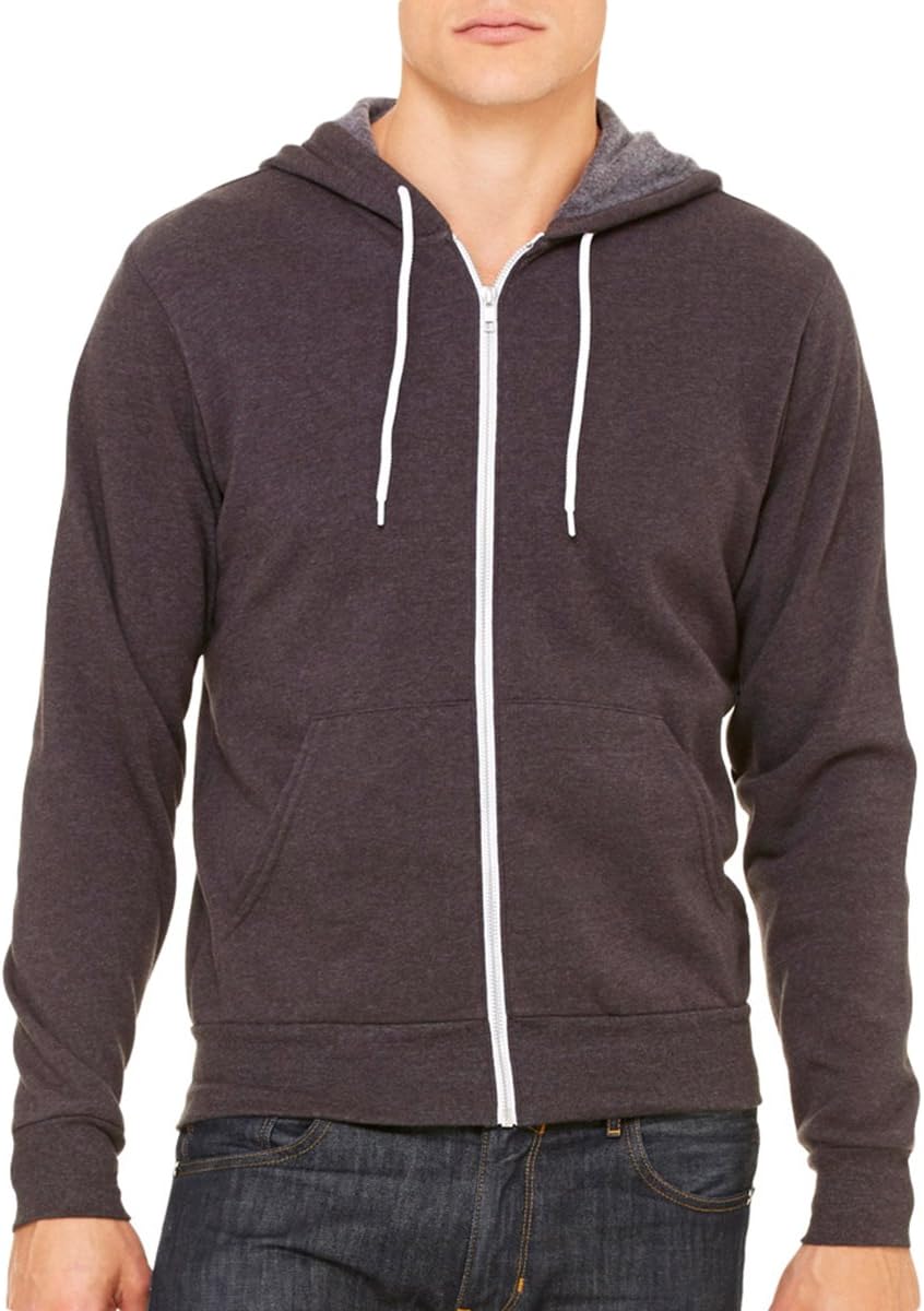 Bella & Canvas Men’s 3739 Unisex Poly-Cotton Fleece Full-Zip Hoodie