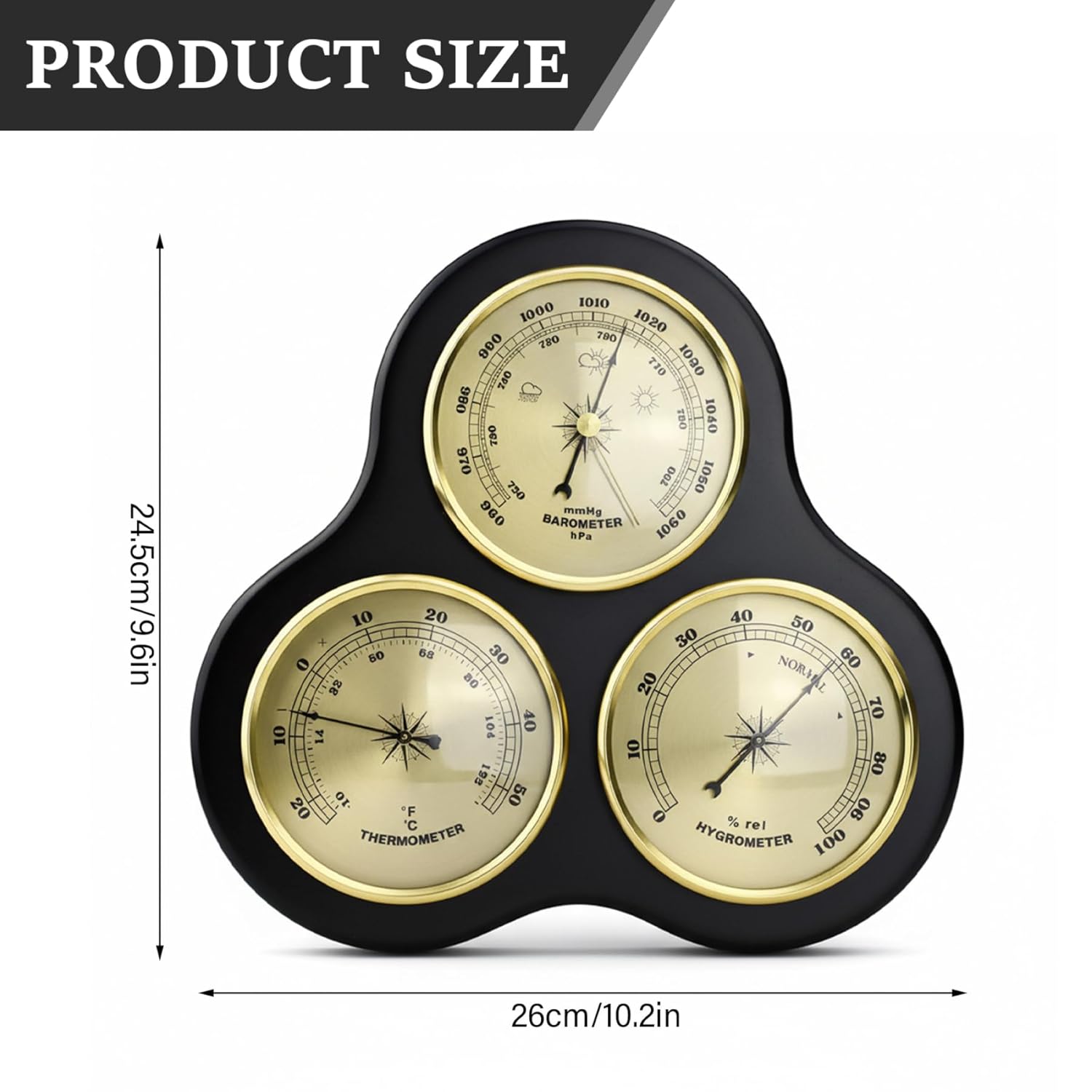 Barometers for the Home - Indoor Barometer with Hygrometer and Thermometer Wall Mount Indoor Weather Station for Home & Office Decor 10.2x9.7x1.4 inch