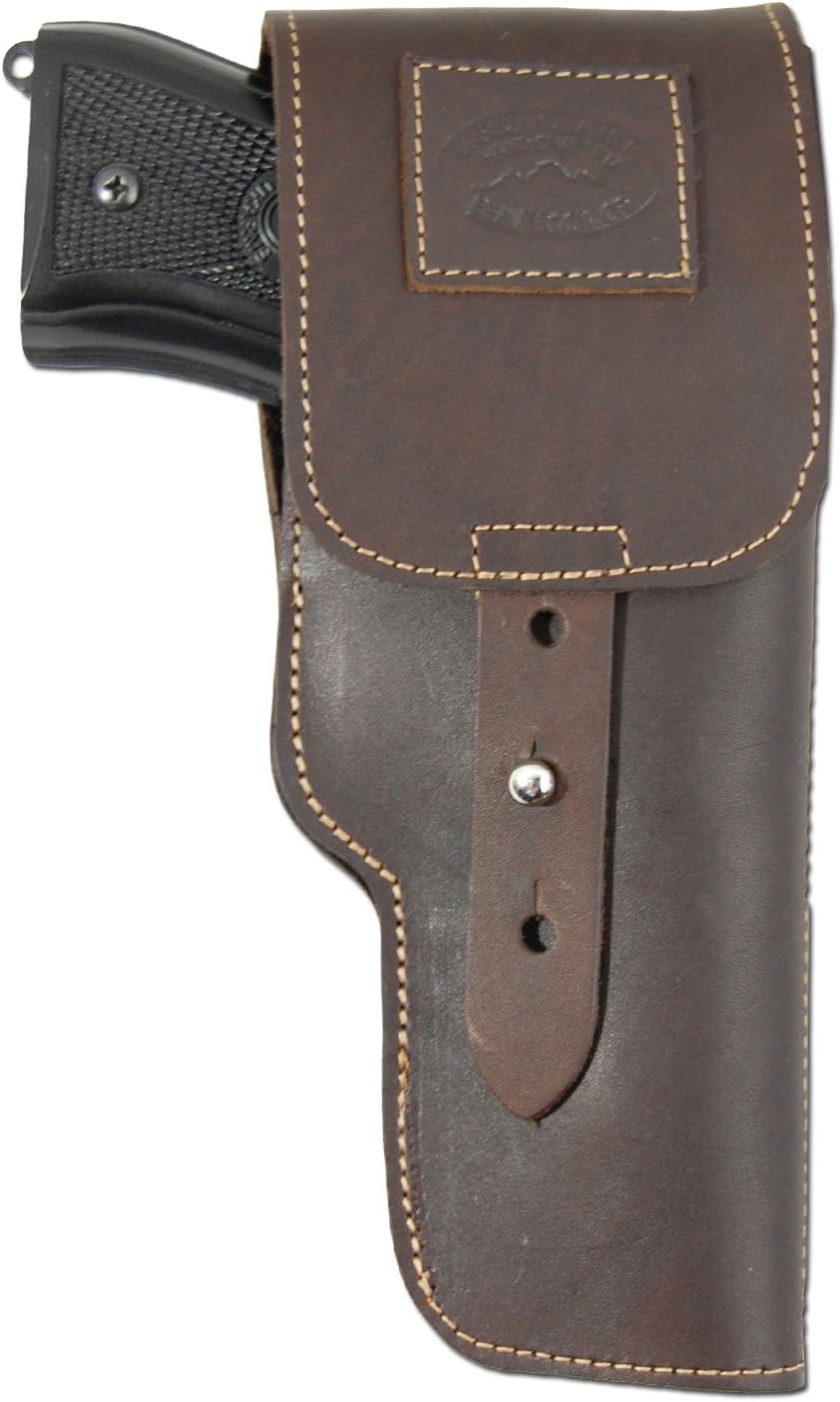 Barsony New Brown Leather Flap OWB Holster for Full Size 9mm 40 45 Pistols