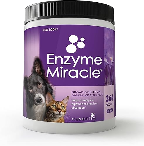 Enzimas para perros y gatos - Enzyme Miracle - Fórmula de enzimas sistémicas y digestivas - Polvo - 364 porciones - Vegetariano