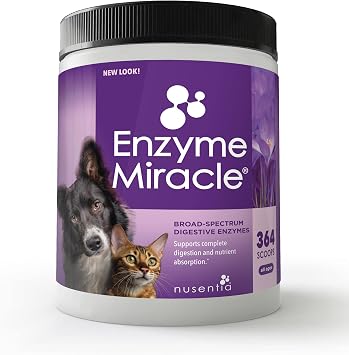 Digestive Enzymes for Dogs & Cats Protein, Carbs, Starches & Fats Digestion Supports Diet Change Enzyme Miracle 364 Scoops, Powder