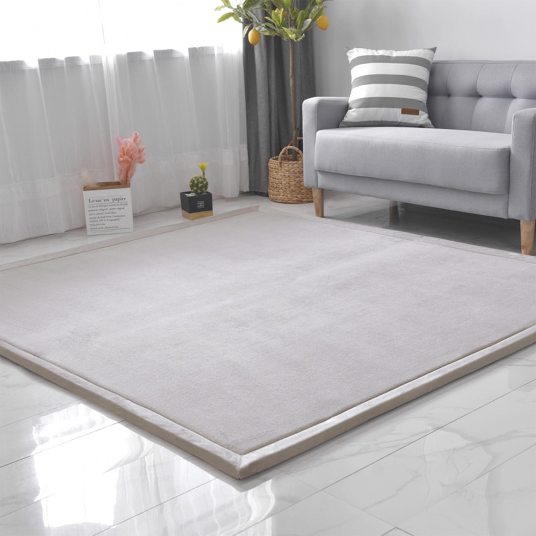 SETHEPACE Baby Play Mat, 3CM Thick Crawling Mat (Silver Gray, 127x127CM)