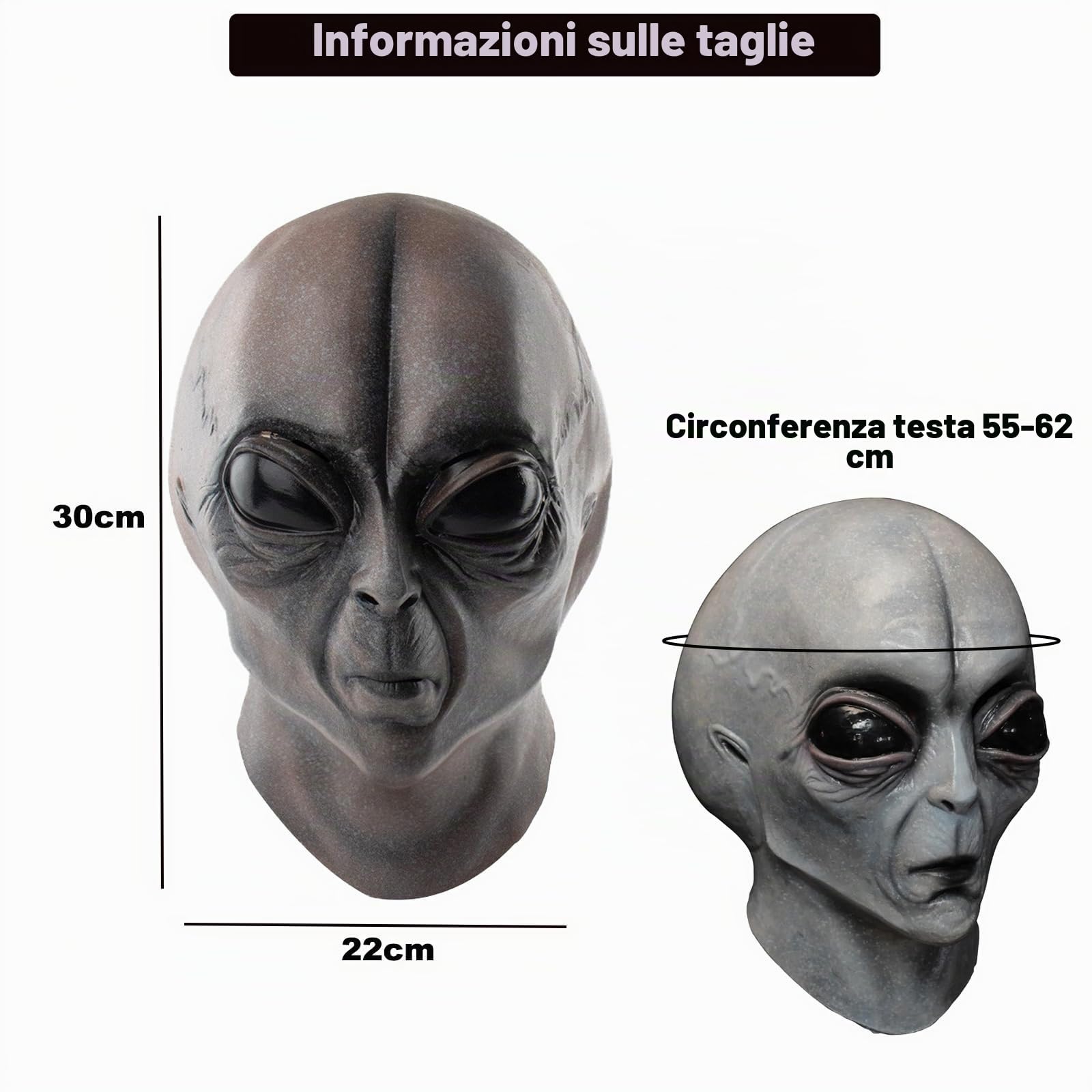 iFCOW Alieno per adulto, realistica Alien Safe Latex Head Cover Extraterrestre Biologico per Carnevale Halloween Cosplay Party