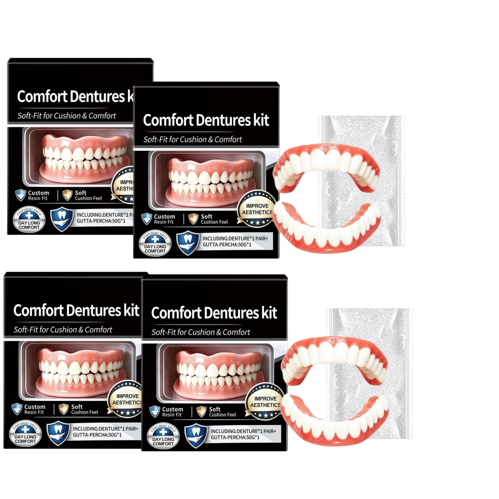 Protesi dentale in silicone – (superiore + inferiore) con adesivo 10 g